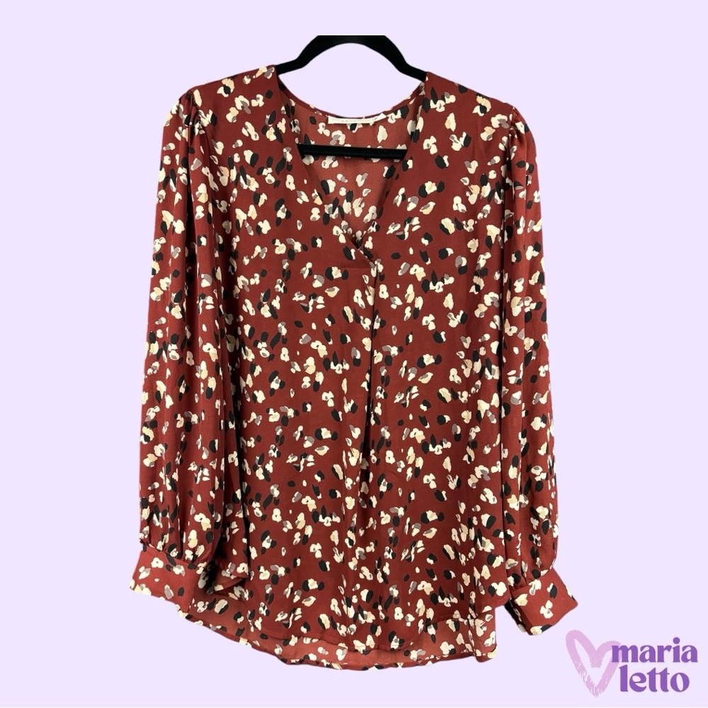 LUSH Leopard Print Blouse Brown Black Cream 1X